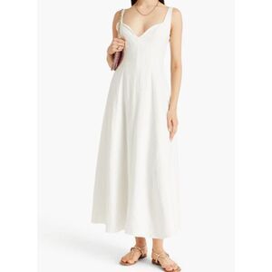 Mara Hoffman Perdita Hemp Midi Dress Sweetheart Neck White Fitted Lined Size 4